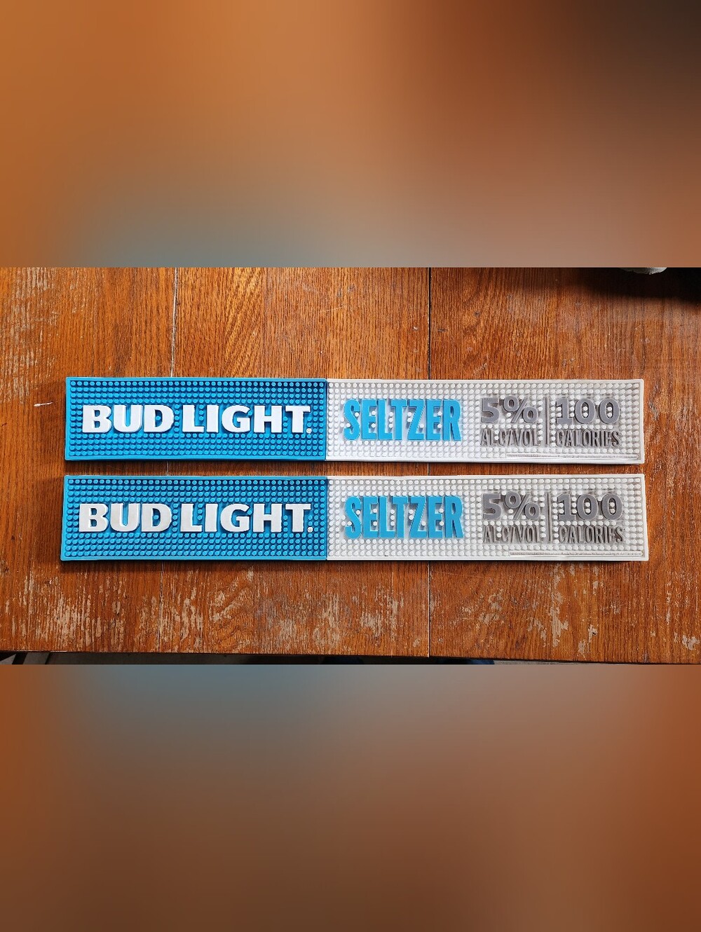 Bud Light Seltzer Bar Mat Set Of 2 - Blue and White Rubber Spill Tray